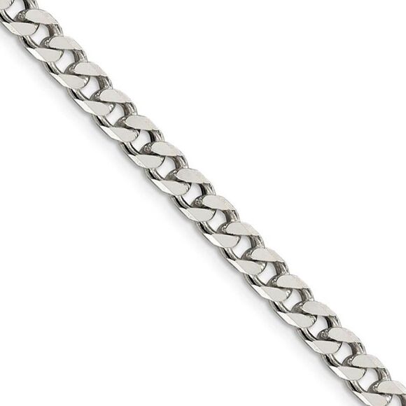 5mm Sterling Silver Solid Curb Chain Bracelet 7 Inch